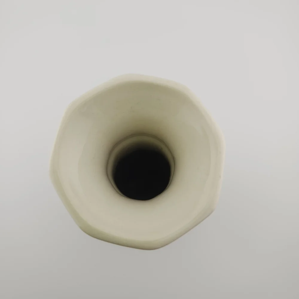 Vintage Floral Ceramic Vase - Cream with Blue and Yellow Accents